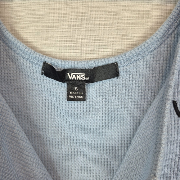 Vans Tank Top Womens Small Light Blue Waffle Knit 1/4 Button Summer Outdoors Sun - Picture 6 of 11
